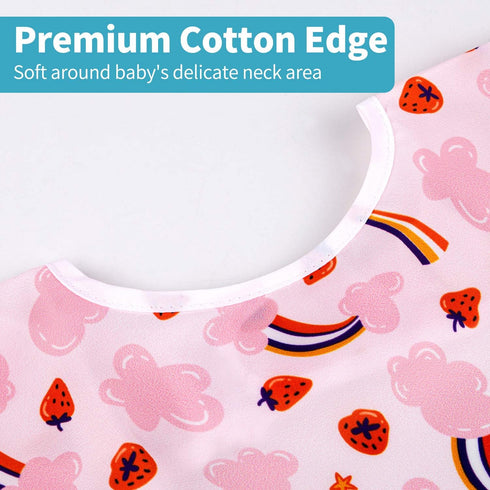 3 Set|Baby 6-24 Pcs Long Sleeved Bib Waterproof Bibs with Pocket Bundle|Toddler Bib with Sleeves|Stain Resistance Smock