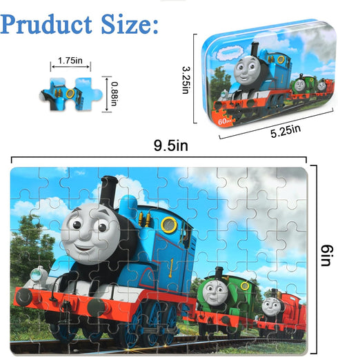 Puzzles for Kids Ages 4-8, 60 Pieces Jigsaw Puzzles for Boys and Girls, Educational Learning Puzzles in Metal Box