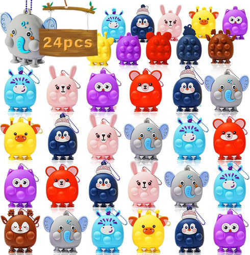 sdatoy 24 Pcs Party Favors for Kids, 3D Animal Pop Fidget Toys Bulk,