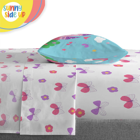 Set 4 Set Sunny Side Up Magic Castle Toddler Comforter - Piece Preschool Bedding Includes Comforter, Sheets & Pillow