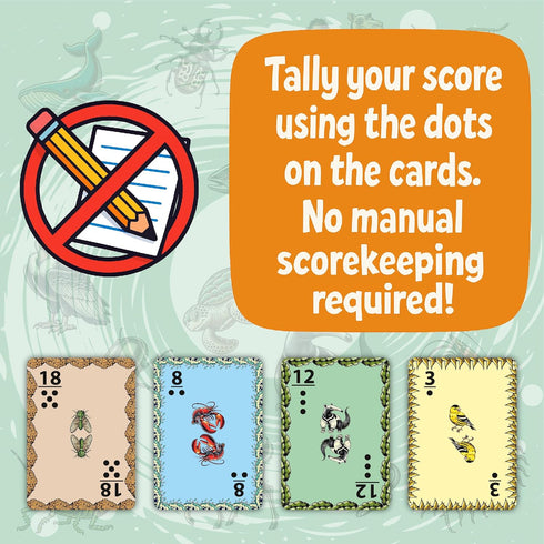 Mammals 8+, 3-8 20 Wild Four Family-Friendly Trick-Taking Card Game with Bugs, Birds, Fish, And - Easy Rules, No Pen