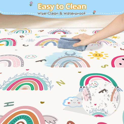 1-Inch 50" 50" Tummy Baby Play Mat, Thick Foam X Playpen Mat,Waterproof & Non - Slip Playmat for Baby Play on Floor
