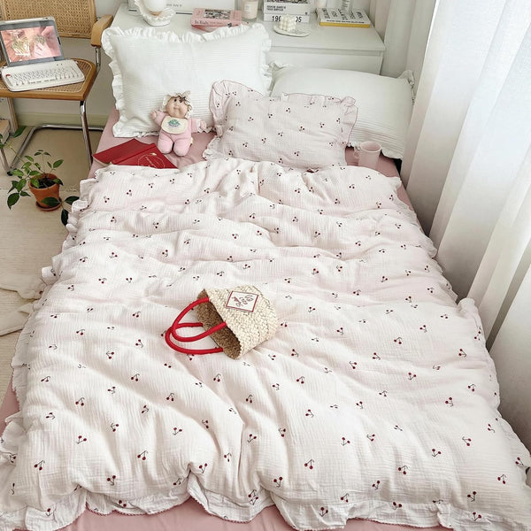 BuLuTu Crib Bedding Duvet Cover for Boys Girls Cotton Muslin Baby Crib