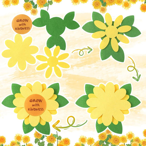 Honoson 24 Set Felt Sunflower Craft Kit Christian Bible Craft Supplies for Sunday School Preschoolers Easy to Assemble