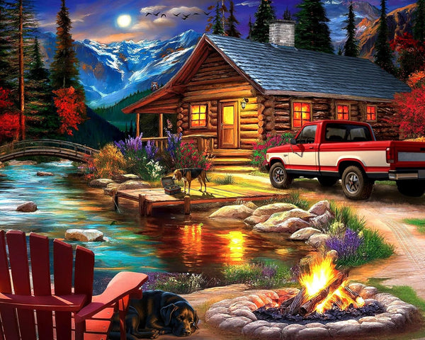 Springbok Cabin on the Creek 500 Piece Jigsaw Puzzle for Adults -