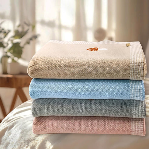 Girls,100% /40x 31 inches) Mushroom Baby Blanket for Boys & Cotton Knitted Receiving Swaddle Crib Stroller Blanket