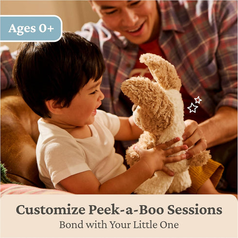 0 7" GUND Baby Peek-a-Boo Peeki Puppy Plush, Dog Stuffed Animal, Baby Toy for Ages and Up, Brown/Cream