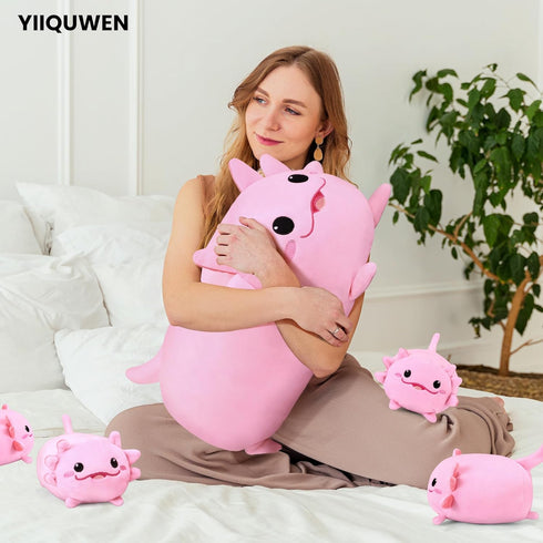 Cute Axolotl Plush Stuffed Animal with 4 Baby Soft Pillows - Valentine's Day, Birthday Gift for Kids