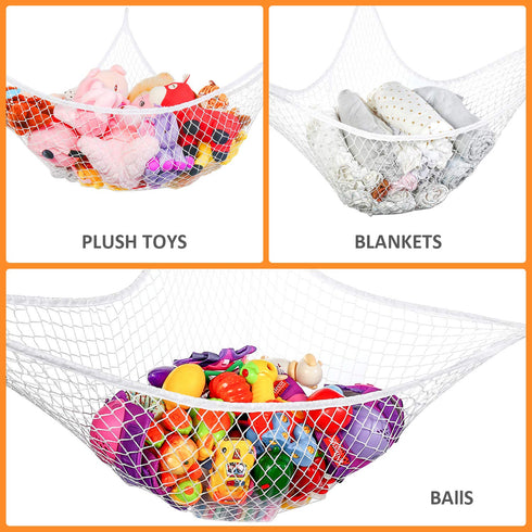 Toy Hammock, Jumbo Stuffed Animals Hammock, Extra Large Kids Mesh Toy Net Organizer 83" Wall Sling