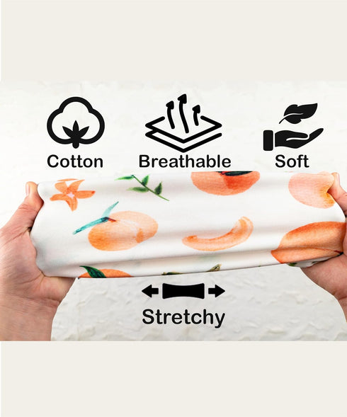 Set Baby Girl Peach Design Swaddle Blanket and Hat with Custom Name Embroidery (Newborn)
