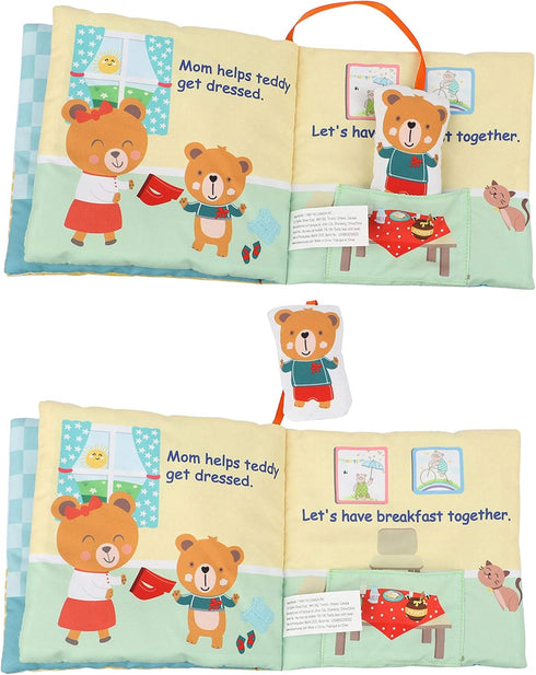 Teddy Bear Cloth Crinkle Books for Babies, Soft Tummy Time Mirror Toy, Gifts for Boys Girls Baby Shower, 0-3 Years