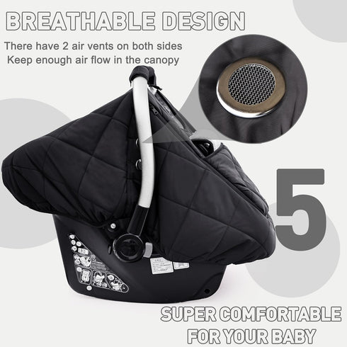 Cozy beatoutou Winter Baby Car Seat Cover, Beatoutou Waterproof Winter Infant Carseat Canopy for Boys Girls, Cold