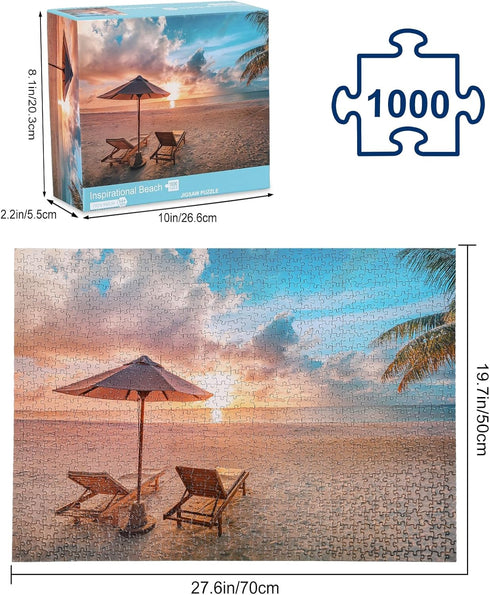 1000 Piece Jigsaw Puzzle, Hawaii Puzzles for Kids Adults, Beautiful Beach Scenes of Sunrise and Sunset