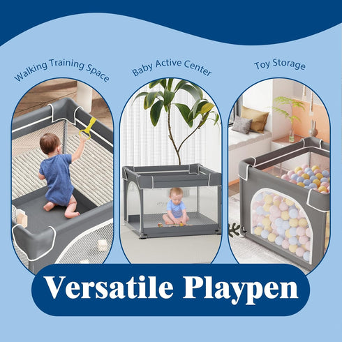 36"x36", Jixrolyn Small Playpen for Babies and Toddlers, Soft Breathable Mesh, Anti-Slip Base, Mini Baby Play Yard