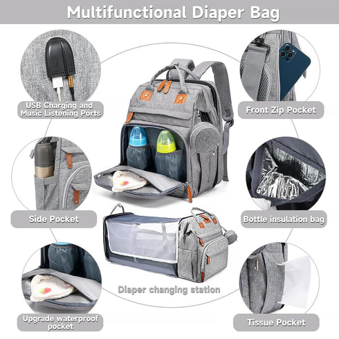 Backpack Baby Diaper Bags with Changing Station Multifunctional Waterproof Diaper Bag Travel Baby Bag with Changing