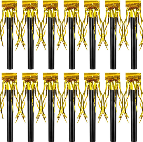Skylety 18 Pcs Party Blower Noisemakers, Gold Musical Blowouts for Halloween, Christmas, New Year, Birthday Party