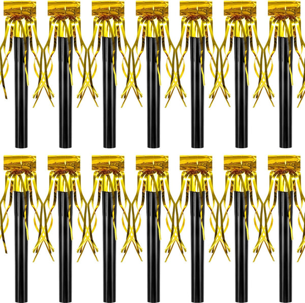 Skylety 18 Pcs Party Blower Noisemakers, Gold Musical Blowouts for Halloween, Christmas, New Year, Birthday Party