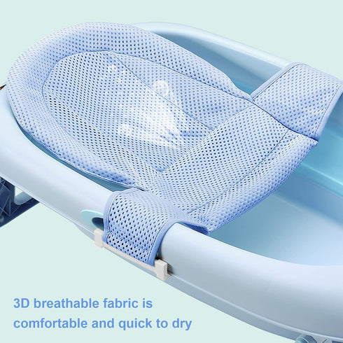 Universal Adjustable Baby Bath Tube Support Mesh Net, Soft Breathable Shower Pad for Infants (Blue)