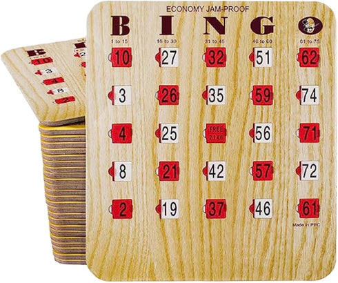 MR CHIPS Jam-Proof Fingertip Slide Bingo Cards with Sliding Windows - 25 Pack in Tan Style