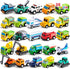 JOYIN 25 Pieces Pull Back Cars and Trucks Toy Vehicles Set, Die-Cast Car Set for Toddlers, Kids Party Favors