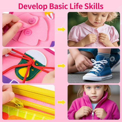 12-Page Toddler Busy Board Montessori Toys, Busy Book for Kids, Quiet Educational Activity Book, Learning Sensory Toys