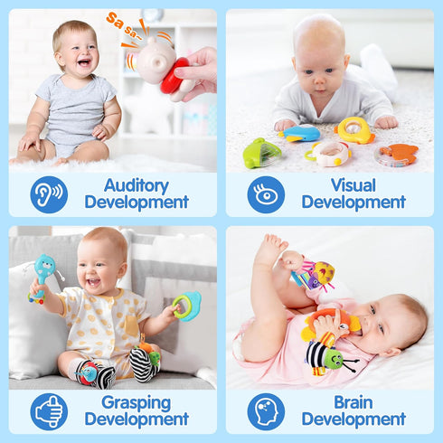 0-6 6-12 Vanmor Baby Rattles Months | Sensory Toys for Infants Month, Wrist Rattle Socks, Foot Finder & Teething Toys |