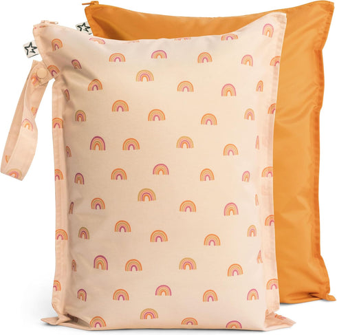 Tiny Twinkle Mess-proof Wet Bags 2 Pack, Waterproof and Washable Storage Bag for Travel, Stroller, Baby Diapers