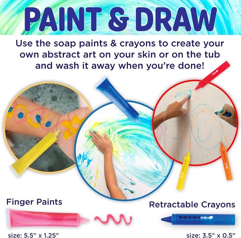Set 3+) Creativity for Kids Soap Noodles Bath Art Studio Bath Crayons, Soap Paint, Color Fizz & Confetti with Mold-Free