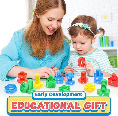 Letters Learning Matching Game - Fine Motor Skills Toy Set for Toddlers with 26 Alphabet Learning Toys