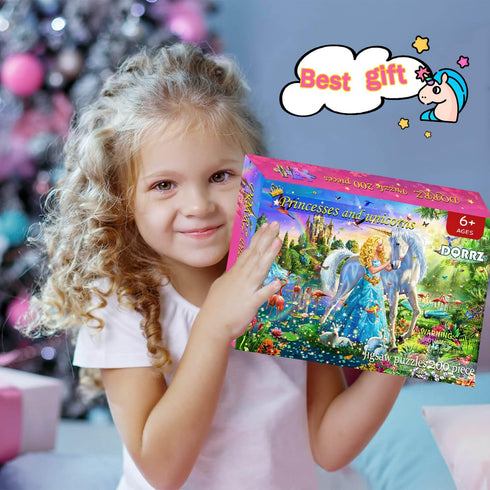 Puzzles for Kids Ages 8-10 - Princess & Unicorn 200 Piece Jigsaw Puzzles for Kids and Adults, Educational Toys
