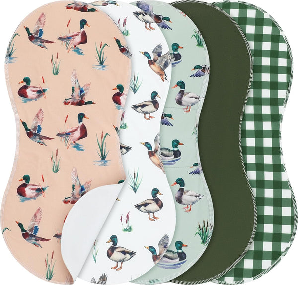 SmoothNovelty 5 Pack Mallard Duck Pattern Baby Burp Cloths Soft Absorbent Burping