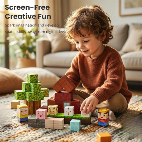 Blocks,49PCS 3+,Sensory Magnetic Magnetic Cubes Portable Magnetic Building Blocks with Metal Storage Box, Travel Toys