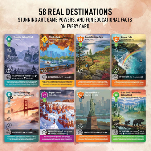 Timashov Publishing 8+ 15 Photo Tour: North America Family Board Game for Kids and Adults | Travel Strategy Game | Ages