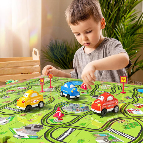 64 Set 3 4 5 6 3-5 3 1-3 2-4 4-6 JUKUDAHU Pieces Puzzle Race Track Car Toys for Year Old Boys - Puzzle Tracks Car Toys