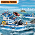 City Boat STEM Building Blocks Set, Compatible with Lego City Police Boat, 480 Pcs Rescue Toy Kit