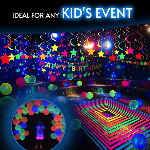 Glow King Black Light Reactive Neon Balloons, Glow In The Dark Latex, 50 Pack for Birthday Decoration