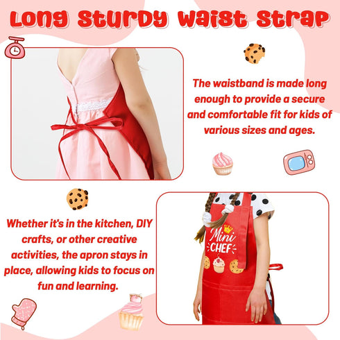 Set 2Pcs R HORSE Kid Apron and Chef Hat - Red Mini Chef Adjustable Children Kitchen Toddler Apron for Girls Boys, Funny