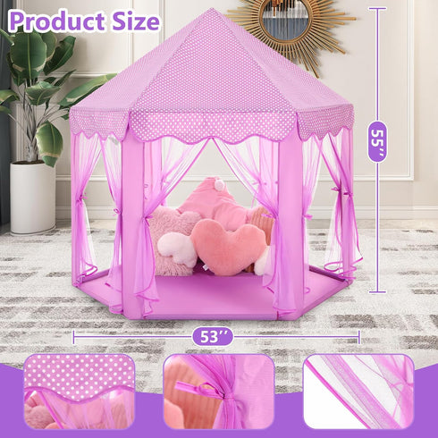 Monobeach Princess Tent for Girls, Large Playhouse Kids Castle with Star Lights, Indoor Outdoor Gift Toy