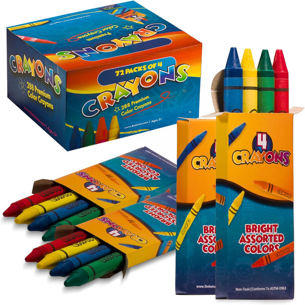 Bedwina Bulk Crayons - 288 Crayons - (Case of 72 4-Packs) Premium