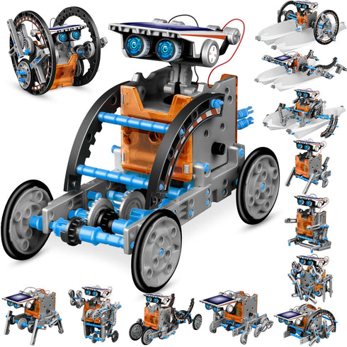 13-in-1 Solar Robot Toys for Ages 8-12, STEM Science Kits for Kids, Building Experiments Robotics Kit (Gray)