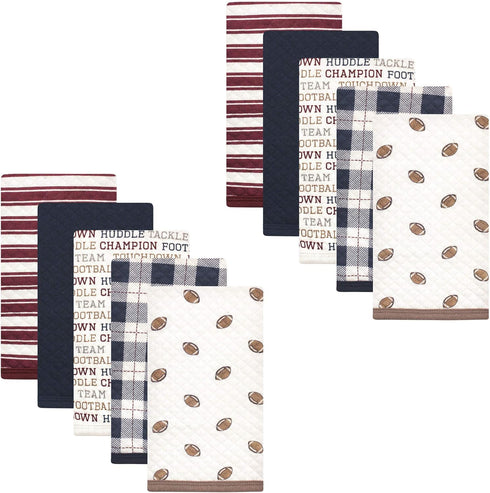 Hudson Baby Unisex Baby Quilted Burp Cloths, Football, One Size