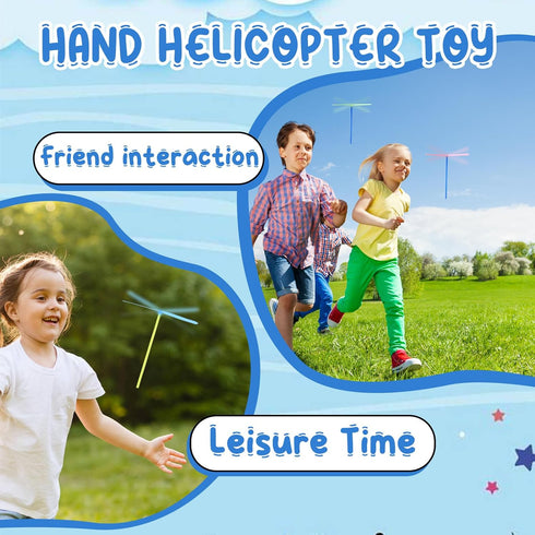 100 Pcs Flying Helicopter Toys Set - Hand Helicopter Party Favors for Kids Ages 4-8, Summer Outdoor Activities