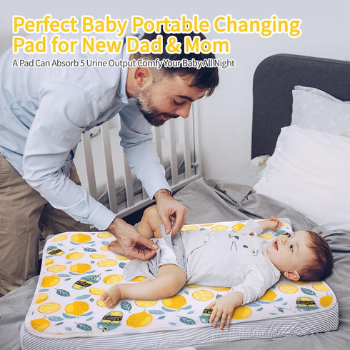 3Layers 24''x30'' Diaper Changing Pads for Baby, Flower Change Mat, Waterproof Change Pad Foldable Absorbent Mats