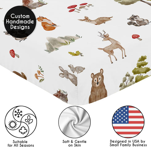 2-Piece Set Sweet Jojo Designs Baby Crib Sheets (Woodland Animals) for Boys or Girls, Infant Nursery, Toddler Room