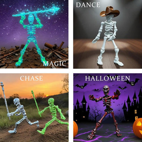 MIKILOWUHA T13 6 Pack, Glow in The Dark Skeleton Action Figures DIY Movable Joints Posable Bones, Unfinished Skull Kit