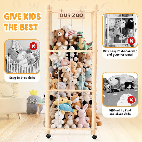 WORLDMX Stuffed Animal Zoo Organizer with Wheels Extra Large Plush Storage Cage, Stuffed Animal Holder & Stuffed Animal