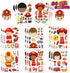 24 Sheets Firefighter Stickers for Kids, Make-a-face Fireman Themed Party Favor Craft Supplies