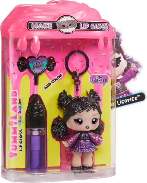 Yummiland 4+ Lip Gloss Doll: Sour Sweeties - Blake Licorice Includes DIY Lip Gloss + Removable Keychain, Cosmetic Play