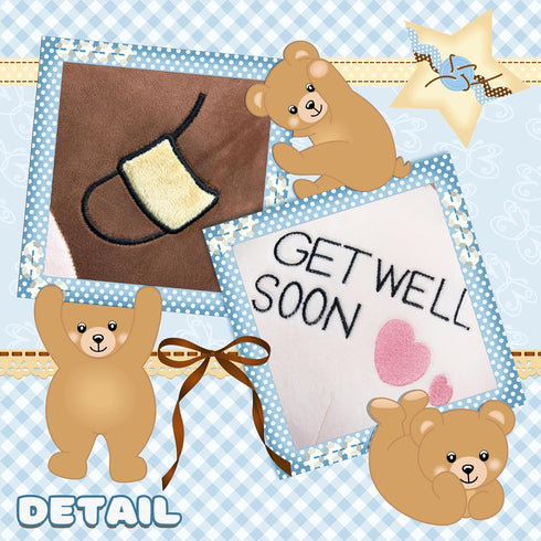 14.5“ Get Well Soon Teddy Bear Plush Pillow, Soft Stuffed Animal Body Pillow, Home Decoration Gift for Kids