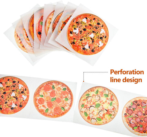 Outus 400 Pieces Round Pizza Roll Stickers, Self-Adhesive Scratch Labels for Kid Learning Party Decoration